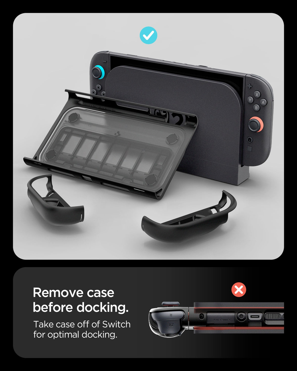 ACS09288 - Nintendo Switch 2 Snap Switch showing remove case before docking