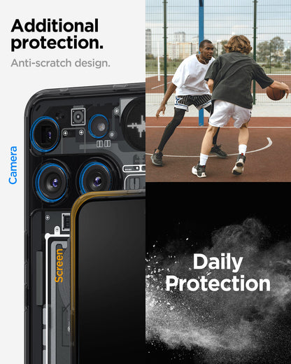 ACS08568 - Nothing Phone 3 Ultra Hybrid Zero One showing the additional protection. Anti-scratch design.