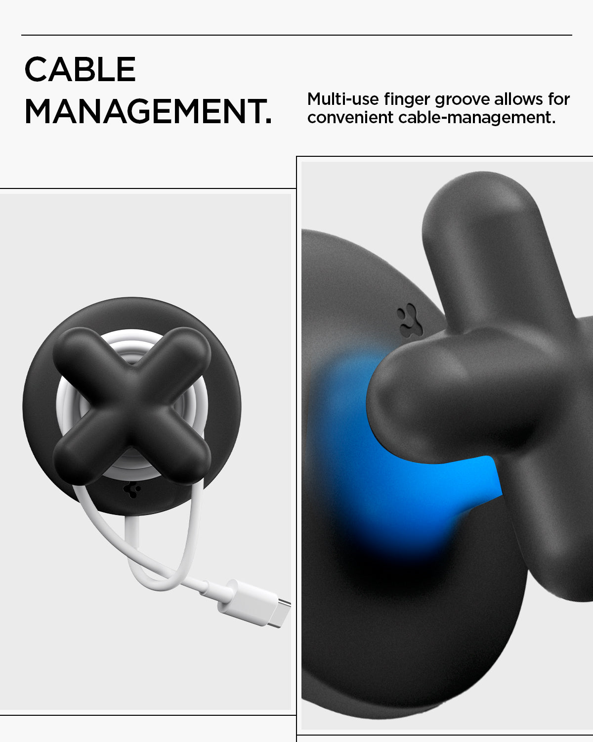 AMP10137 - O-Mag Charging Grip (MagFit) | OM107 in Black showing cable management.