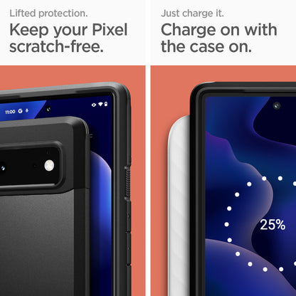 ACS03442 - Pixel 6 Case Tough Armor in black keep your pixel scratch free. just charge it. charge on the case on.
