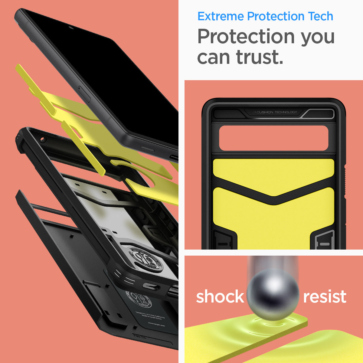 ACS04479 - Pixel 6a Case Tough Armor in black extreme protection tech. protection you can trust. shock resist.