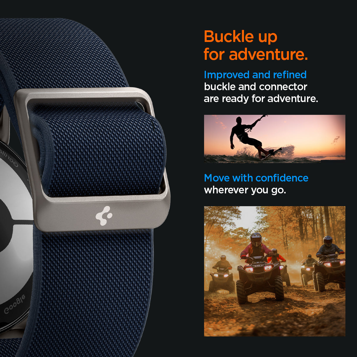 AMP07607 - Pixel Watch Lite Fit in Navy buckle up for adventure. Move with confidence wherever you go.