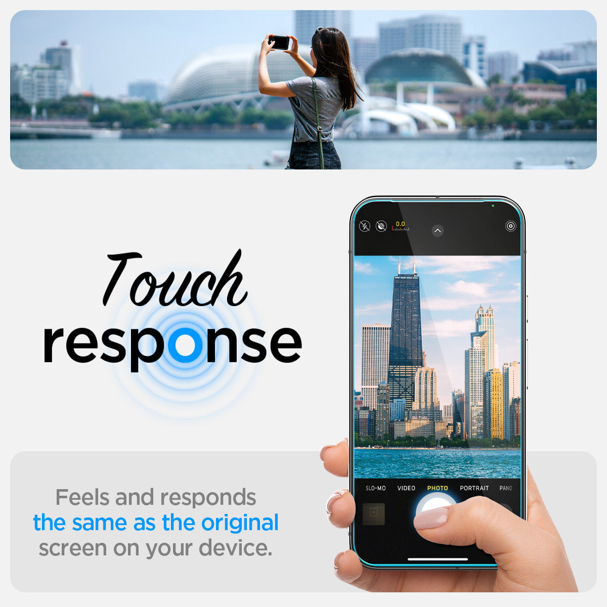 AGL09312 - Pixel 9 Pro GLAS.tR EZ Fit Privacy in Privacy showing the touch response. Feels and responds the same as the original screen on your device
