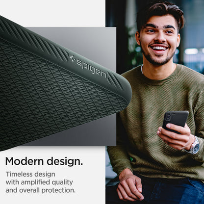 ACS04521 - Galaxy S22 Plus 5G Case Liquid Air in abyss green showing the modern design. Timeless design with amplified quality and overall protection