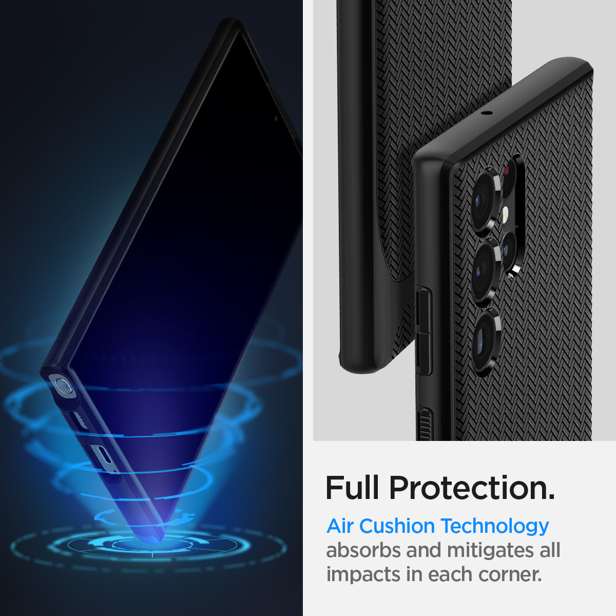 ACS03925 - Galaxy S22 Ultra 5G Case Neo Hybrid in black full protection. Air cushion technology absorbs and mitigates all impacts in each corner.