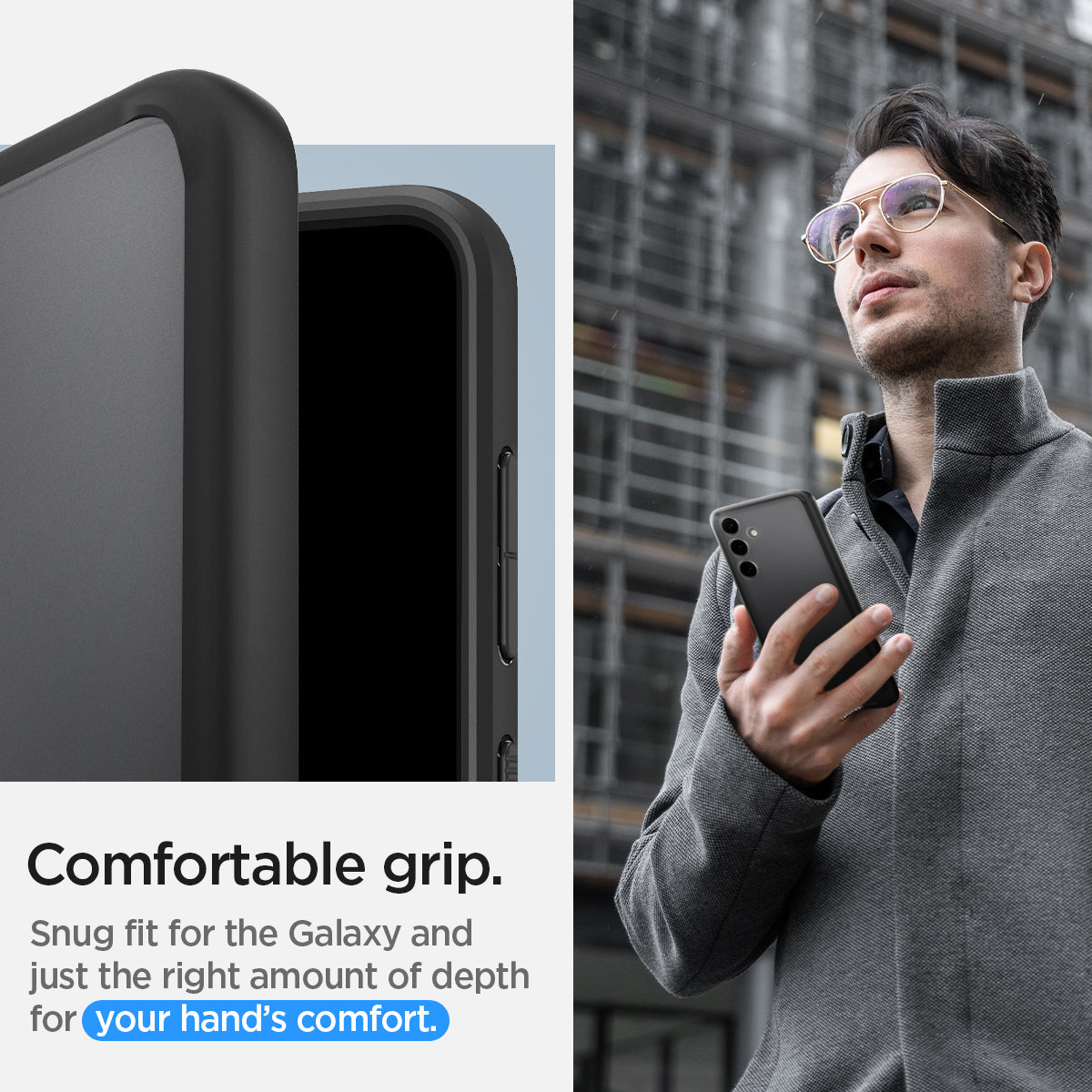 ACS07353 - Galaxy S24 Case Ultra Hybrid in Frost Black comfortable grip. snug fit for the galaxy and just the right amount of depth for your hand's comfort.