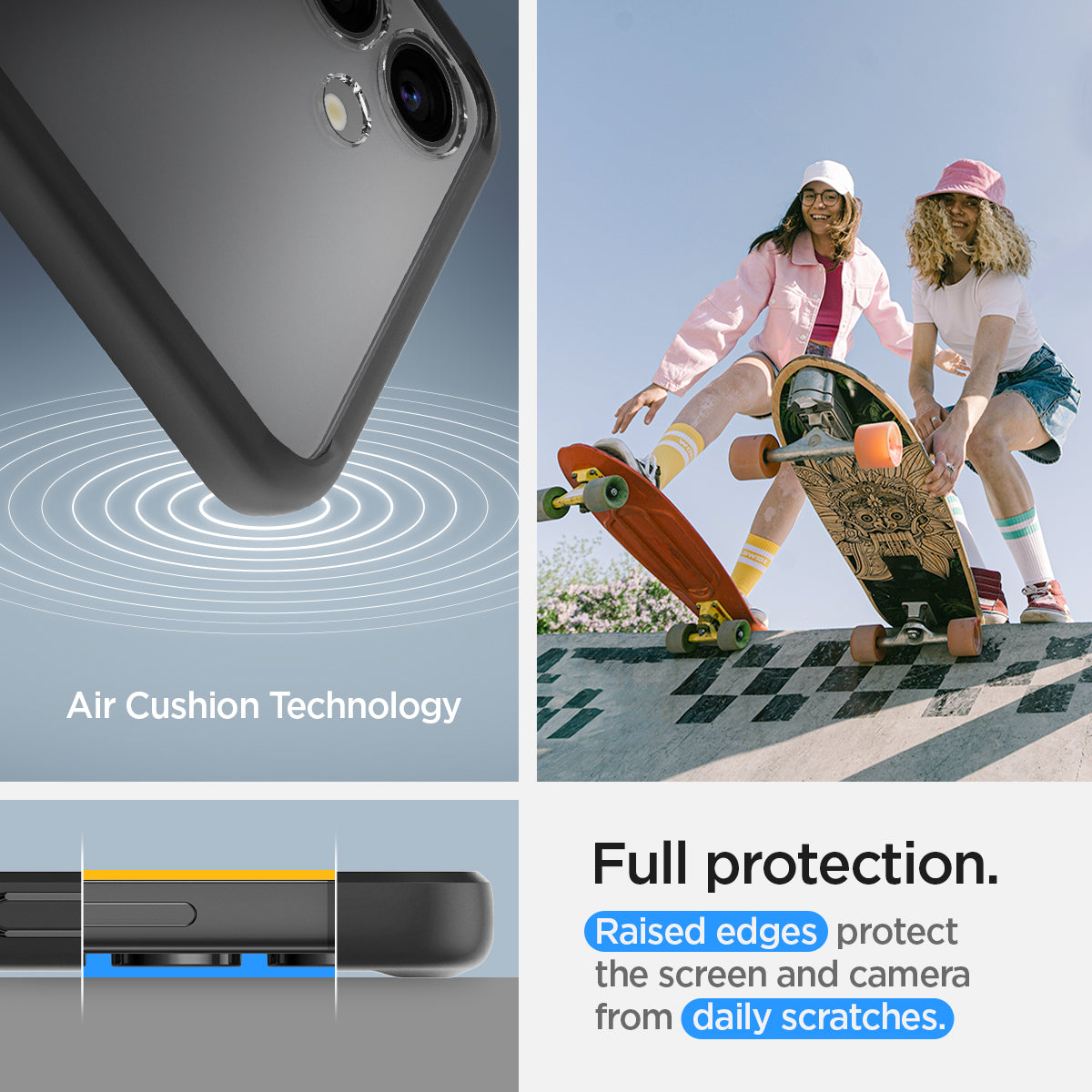 ACS07330 - Galaxy S24 Plus Case Ultra Hybrid in Matte Black full protection. raised edges protect the screen and camera from daily scratches. Aircushion technology.
