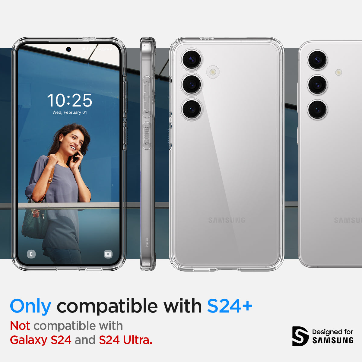 ACS07329 - Galaxy S24 Plus Case Ultra Hybrid in Crystal Clear only compatible with S24+ not compatible with galaxy s24 and s24 ultra.