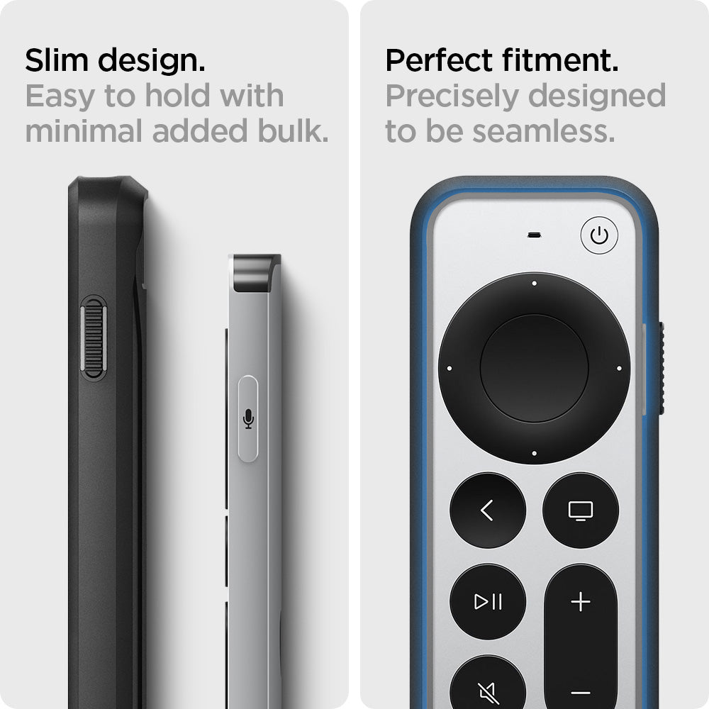 ACS03745 - Siri Remote (2nd Gen) Rugged Armor Magnetic Tech in matte black showing the slim design. Easy to hold with minimal added bulk. Perfect fitment. Precisely designed to be seamless