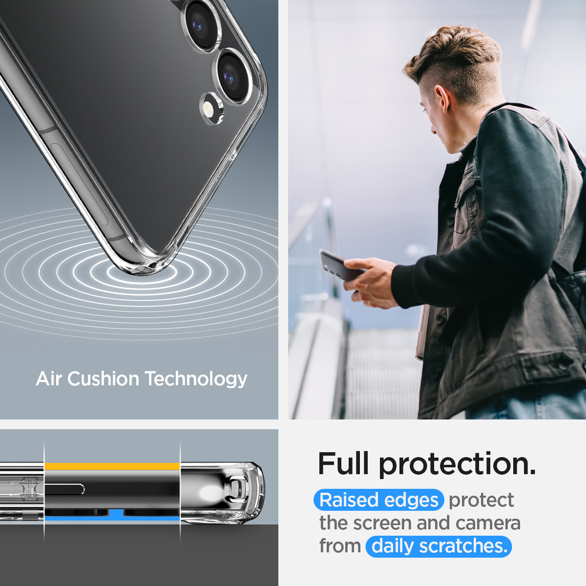 ACS05717 - Galaxy S23 Case Ultra Hybrid S in crystal clear full protection. raised edges protect the screen and camera from daily scratches. Aircushion technology.