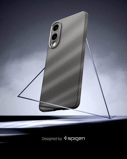 ACS09421 - Galaxy S25 Edge Case Liquid Air in Marble Gray showing the back and partial side case inside the triangle