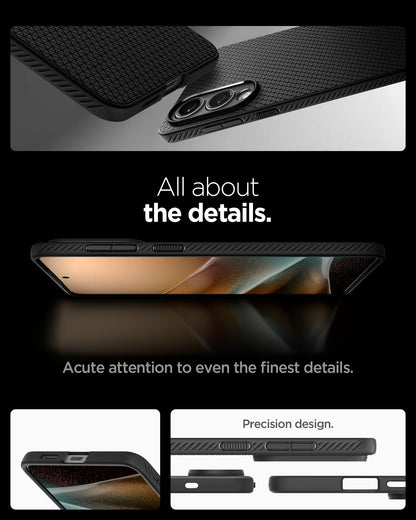 ACS09420 - Galaxy S25 Edge Case Liquid Air in Matte Black showing the acute attention to even the finest details. Precision design
