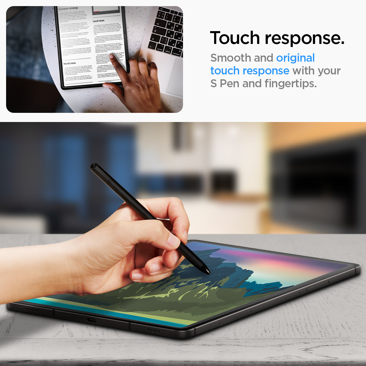 AGL07000 - Galaxy Tab S10 FE Screen Protector EZ Fit GLAS.tR touch response. Undisturbed and quick touch response.