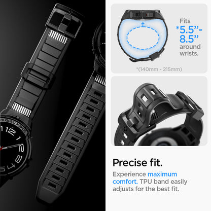 ACS06488 - Galaxy Watch 6 Classic (47mm) Case Rugged Armor Pro in black precise fit. Experience maximum comfort. soft silicone band easily adjusts for the best fit.