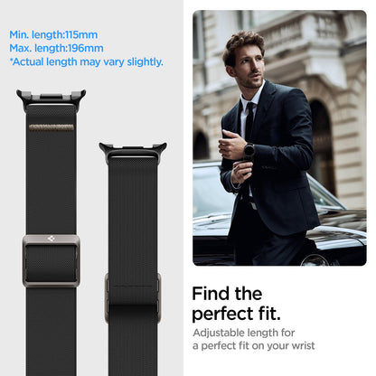 AMP10117 - Galaxy Watch 9 Series Lite Fit Band showing find the perfect fit. Adjustable length for a perfect fit on your wrist.