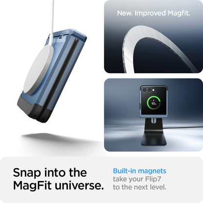 ACS09562 - Galaxy Z Flip 7 Case Tough Armor Pro (MagFit) in sierra blue showing the new and improved magfit. Snap into the MagFit universe. Built-in magnets take your device to the next level.