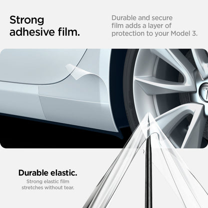 AFL06195 - Tesla Model 3 Platinum Shield Fender showing the strong adhesive film