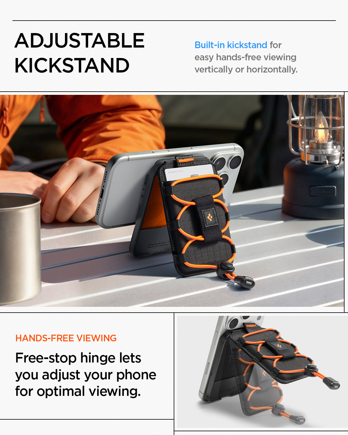 AFA10552 - Tiefit Card Holder (MagFit) in Black showing adjustable kickstand