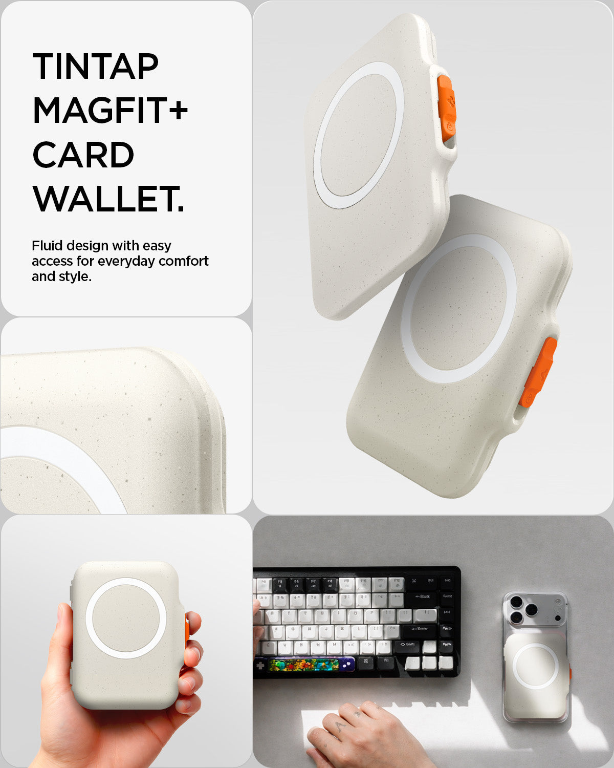AFA07616 - MagSafe Card Holder Tintap (MagFit) in Dune Beige showing Tintap Magfit+ Card Wallet