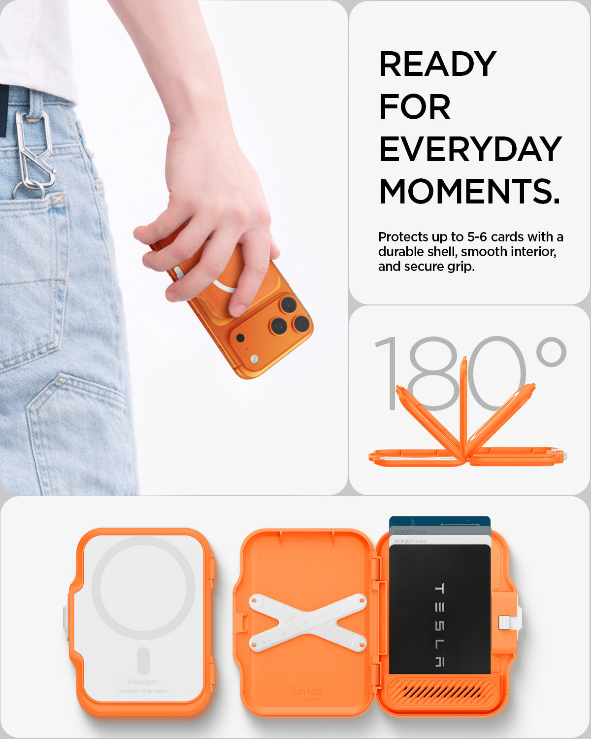 AFA11380 - MagSafe Card Holder Tintap (MagFit) in Orange showing ready for everyday moments
