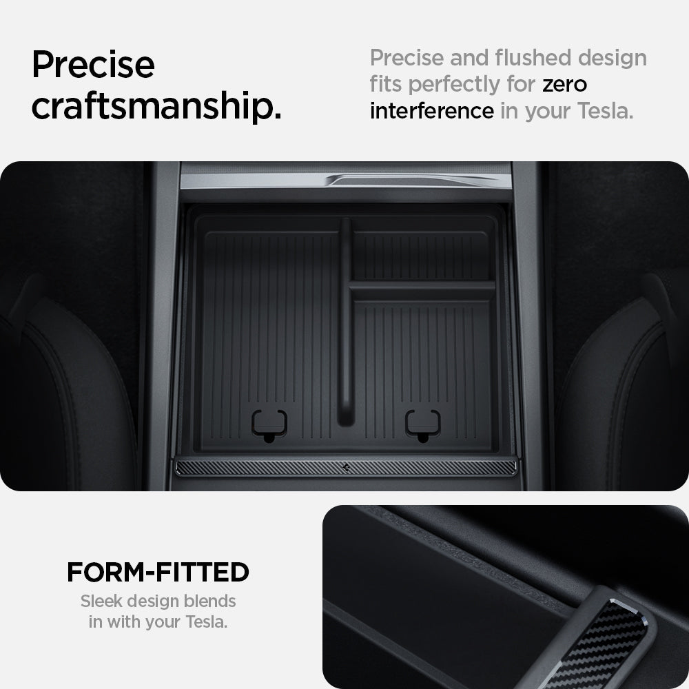 ACP07407 - Model 3 (2024-2025) Highland | Model Y (2025) Refresh Center Console Organizer Upper Tray Non Slide | TO220H showing the precise craftsmanship. Precise and flushed design fits perfectly for zero interference in your Tesla. Form-fitted, sleek design blends in with your Tesla