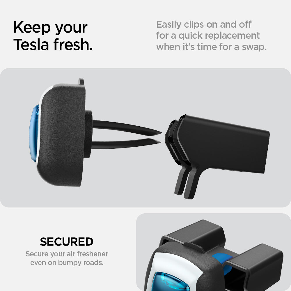 ACP10164 - Tesla Model 3 Highland - Freshener Adapter TO230H in Black showing keep your tesla fresh