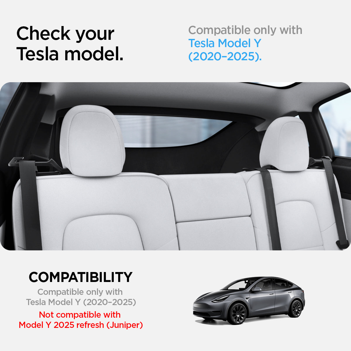 ACP06041 - Tesla Model Y Backseat Seatbelt Guide in black check your tesla model. Compatible only with Tesla Model Y(2020-2025). Not compatible with model y 2025 refresh, juniper.