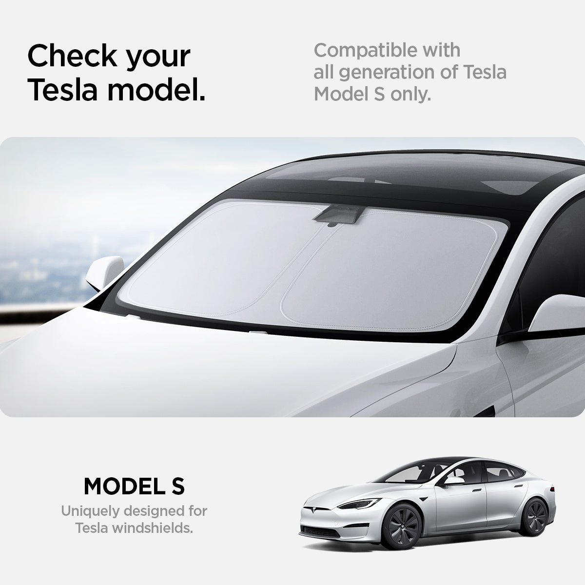 ACP09305 - Tesla Series - CryoShade Model S (2022-2024) check your tesla model. compatible with all generation of tesla model s only. model S uniquely designed for tesla windshields.