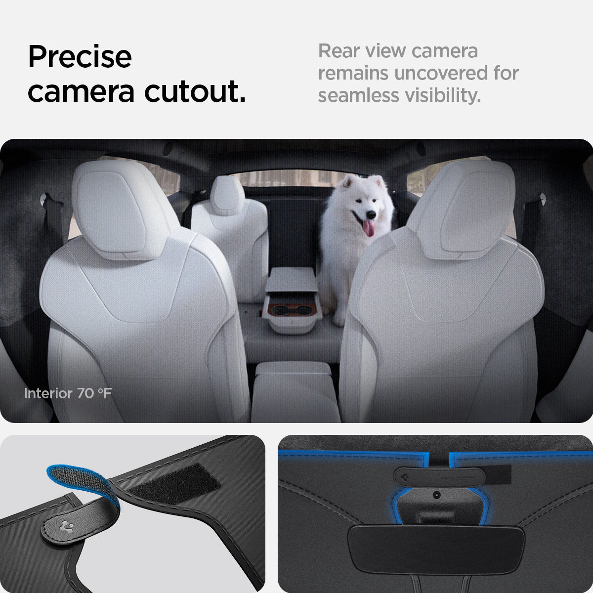 ACP09305 - Tesla Series - CryoShade Model S (2022-2024) precise camera cutout. rear view camera remains uncovered for seamless visibility.