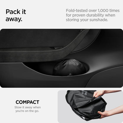 ACP09305 - Tesla Series - CryoShade Model S (2022-2024) pack it away. fold tested over 1,000 times for proven durability when storing your sunshade. compact. stow it away when you re on the go.