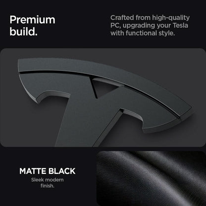 ACP08547 - Tesla Model 3 Highland Front Emblem Logo Cover TO321H in Black showing the premium build, crafted from high-quality PC upgrading your Tesla with functional style, Matte Black, sleek modern finish