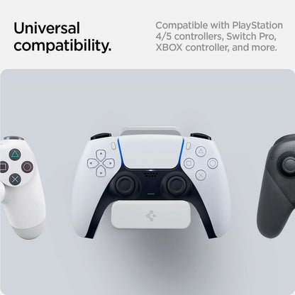 AMP06397 - PlayStation 5 Controller Mount | VG300 in White showing the universal compatibility. Compatible with PlayStation 4/5 controllers, Switch Pro, XBOX controller, and more