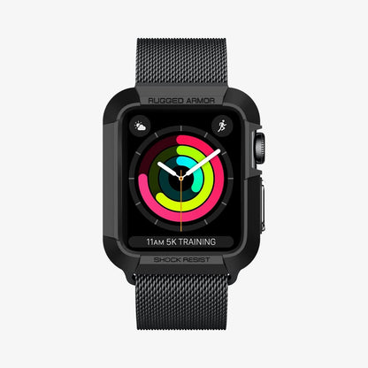 SGP11485 - Apple Watch Series (Apple Watch (38mm)) Case Rugged Armor in black showing the front