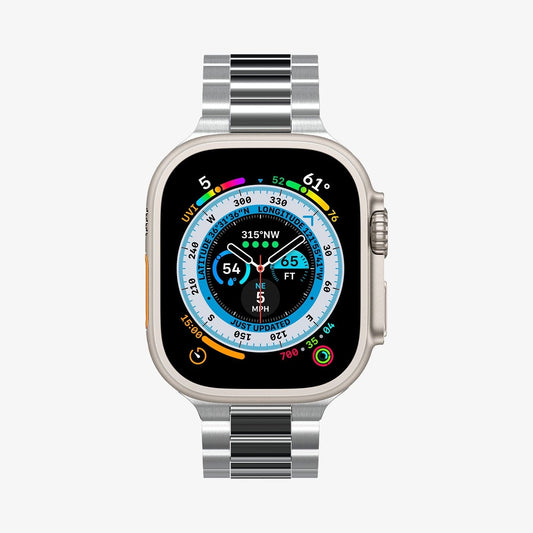 AMP06356 - Apple Watch Series (Apple Watch (49mm)/Apple Watch (45mm)/Apple Watch (42mm)) Watch Band Modern Fit 316L in silver showing the front