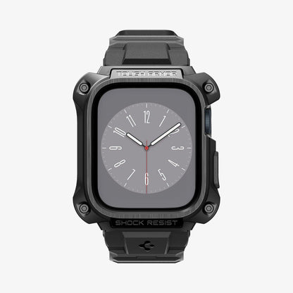 ACS05237 - Apple Watch Series (45mm) Case Tough Armor Pro Metal in black showing the front