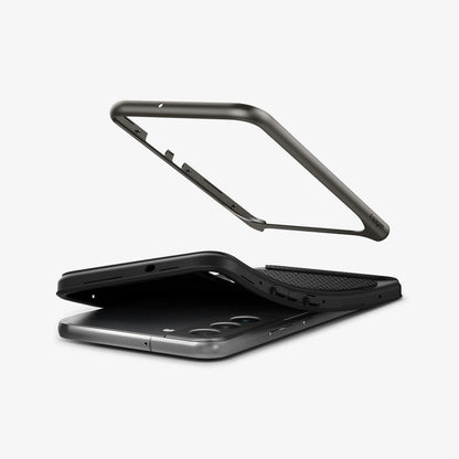 ACS03960 - Galaxy S22 Plus 5G Case Neo Hybrid in gunmetal showing the flexible TPU and hard PC bumper