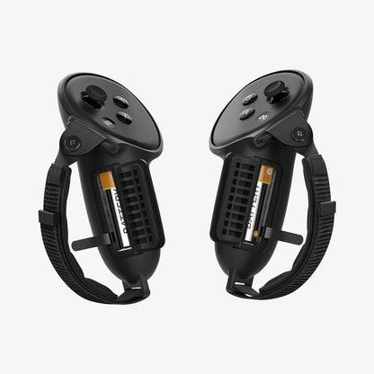 ACS07550 - Meta Quest 3 Case Silicone Fit in Black showing the front and side with strap and visible battery slot
