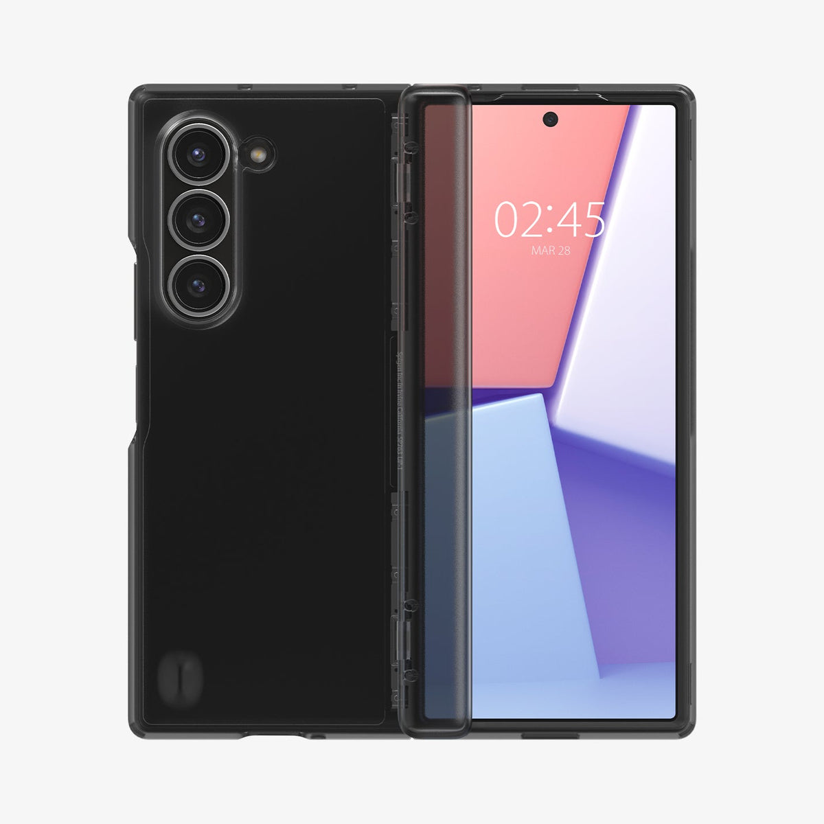 ACS07814 - Galaxy Z Fold 6 Case Ultra Hybrid Pro in Frost Gray showing the back, hinge and front
