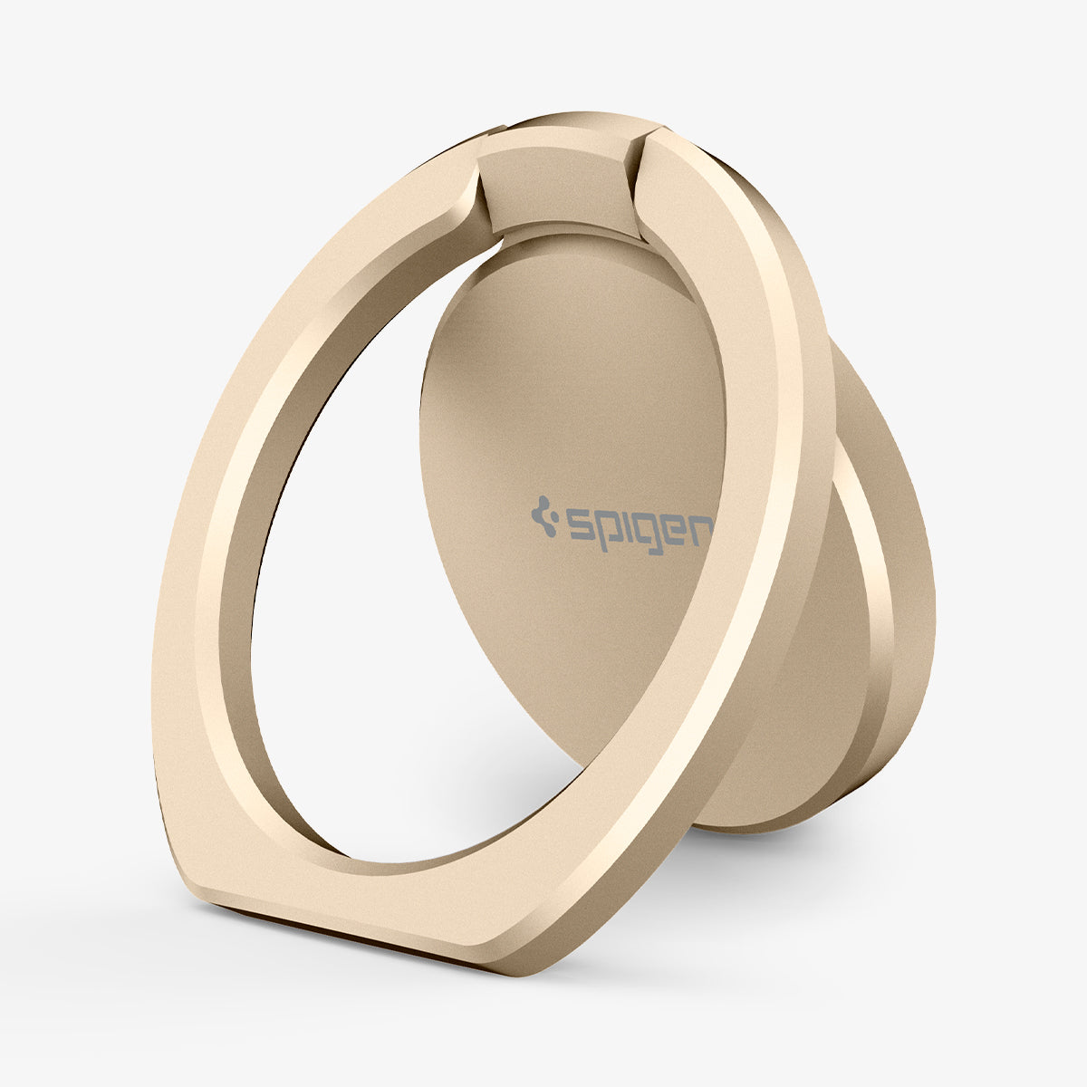 000SR24437 - Style Ring 360 in champagne gold showing the front and side propped up