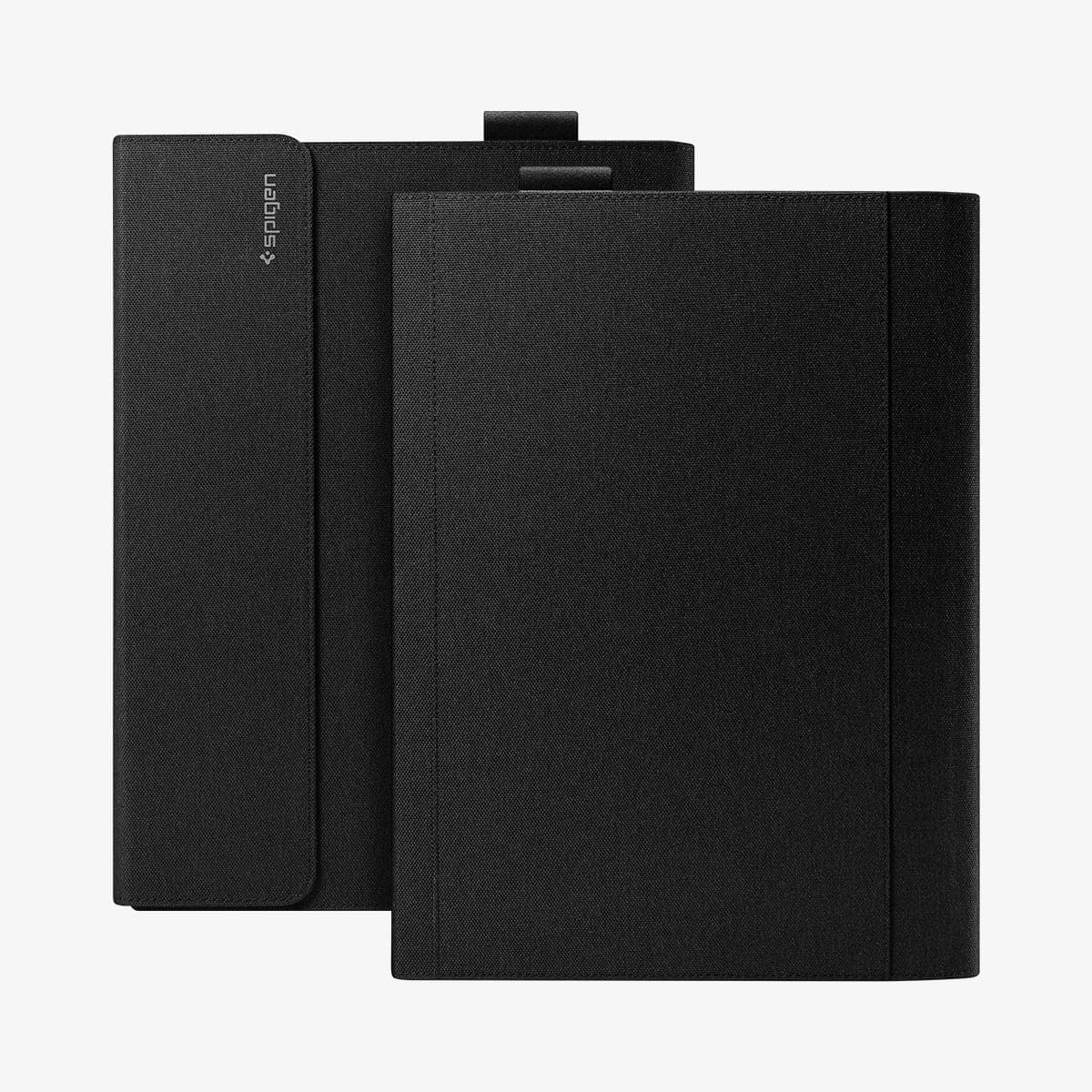 ACS01002 - Microsoft Surface Pro X Case Stand Folio in black showing the back and front