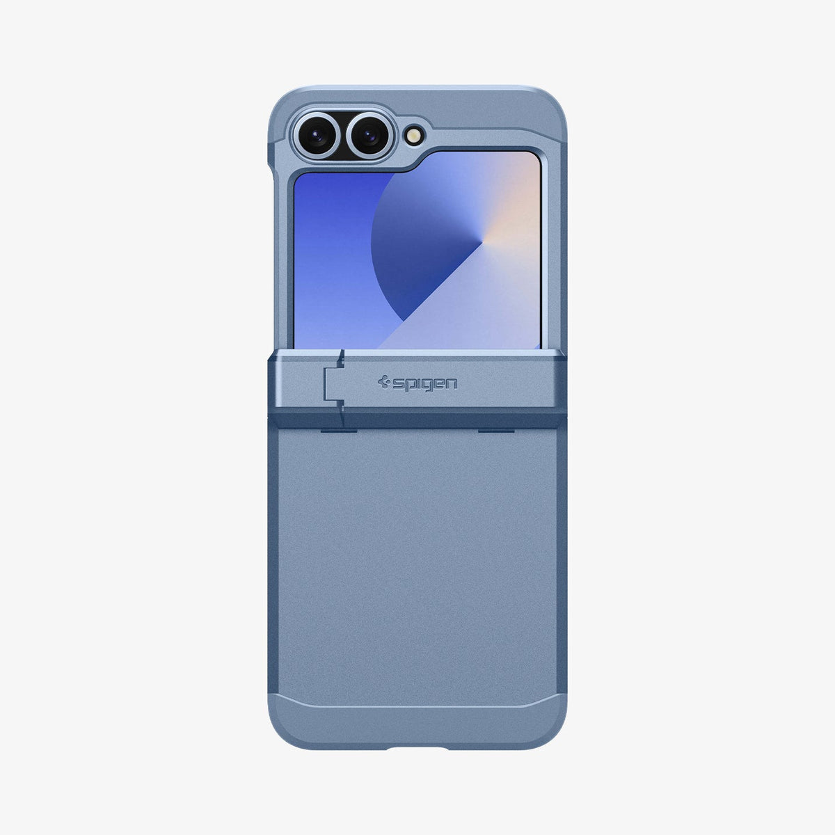 ACS09808 - Galaxy Z Flip 6 Series Tough Armor Pro (MagFit) in Sierra Blue showing the half back and half front